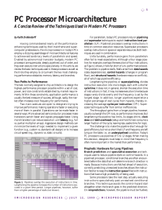 PC Processor Microarchitecture: Techniques in Modern Processors