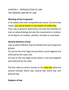 Introduction to Law: Chapter 1 - The General Nature of Law