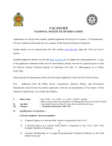 National Institute of Education Lecturer II Vacancies 2026