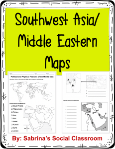Southwest Asia Middle Eastern Maps Worksheet