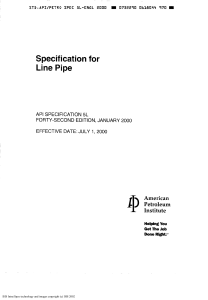 API 5L Specification for Line Pipe 42nd Edition 2000