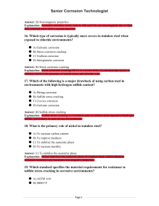 Senior Corrosion Technologist Exam Questions