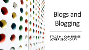 Blogs and Blogging: Cambridge Stage 9 Textbook
