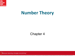 Number Theory Chapter 4: Divisibility, Primes, & Congruences