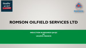 Romson Oilfield QA/QC Induction Presentation