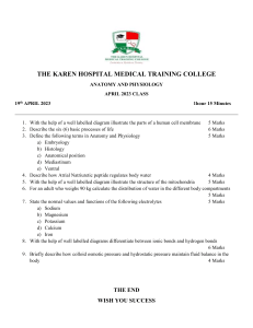 Anatomy and Physiology Exam Questions