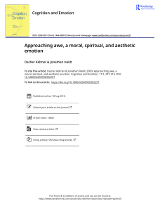 Approaching Awe: Moral, Spiritual, and Aesthetic Emotion