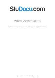 Prasanna Chandra Solved Book: Portfolio Management