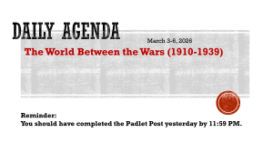 World Between the Wars (1910-1939) Curriculum