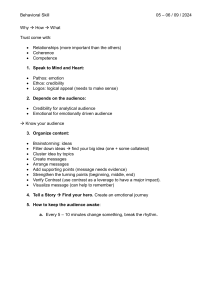 Behavioral Skill Presentation Outline