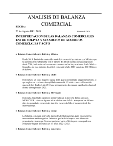 An&aacute;lisis de Balanza Comercial Bolivia: Socios Comerciales