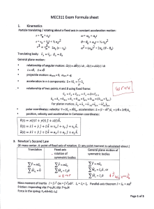 Hoja de F&oacute;rmulas para el Examen MEC311 - Din&aacute;mica de Ingenier&iacute;a