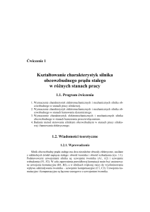Ćwiczenie 1: Charakterystyki silnika obcowzbudnego prądu stałego