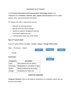 Introduction to ICT Systems: Basics of Hardware and Software