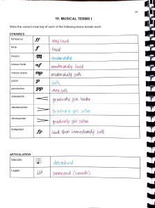 Musical Terms Worksheet: Dynamics, Articulation, Tempo