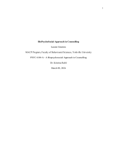 Biopsychosocial Approach in Counselling