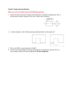 Engineering Specifications Worksheet: GD&T & Fit Classes