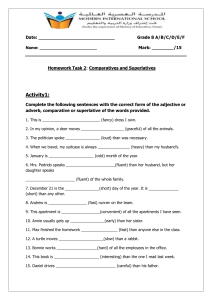 Grade 8 Comparatives and Superlatives Homework Worksheet