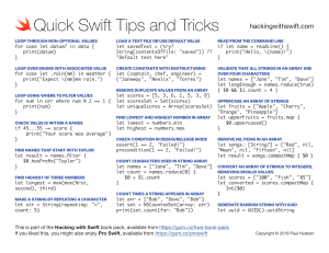 Quick Swift Tips and Tricks