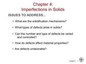Chapter 4: Imperfections in Solids - Defects in Materials
