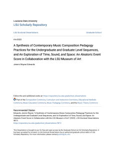 Contemporary Music Composition Pedagogy & Aleatoric Event Score Dissertation