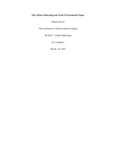 Global Marketing and Trade Environments Paper