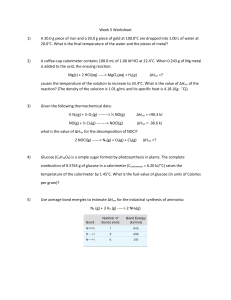 Week 5 Thermochemistry Worksheet