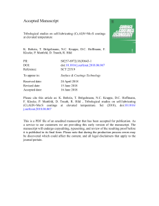 Tribological Studies on Self-Lubricating (Cr,Al)N+Mo:S Coatings at Elevated Temperature