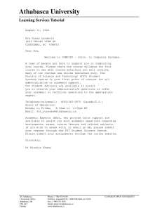Athabasca University COMP200 Course Welcome Letter