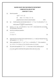 Mathematics Lower Six Follow Up Test