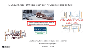 MGC1010 AccuForm Case Study: Organizational Culture