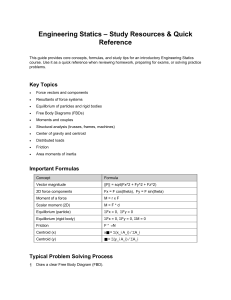 Engineering Statics Study Guide & Quick Reference