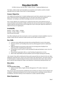 Hayden Smith Resume - High School Student Sports Retail