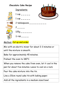 Chocolate Cake Recipe Worksheet