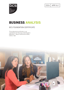 BCS Foundation Certificate in Business Analysis Syllabus