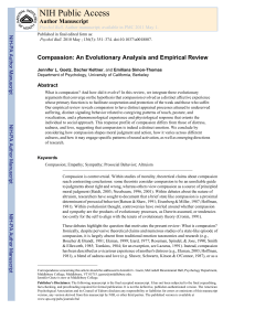 Compassion: Evolutionary Analysis & Empirical Review