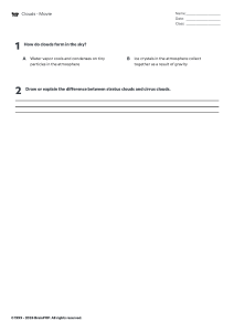 Clouds Worksheet - BrainPOP Movie Questions