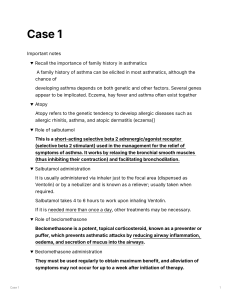 Case 1: Asthma Management & Medications