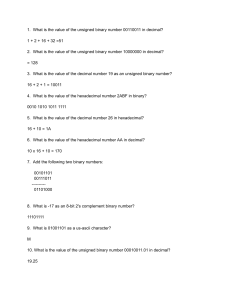 Binary and Hexadecimal Practice Questions