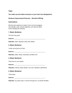 Narrative Writing Sentence Improvement Exercise