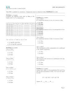 Math Homework 02: Logic Truth Tables and Conditionals