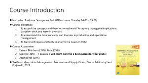 Operations Management Course Syllabus