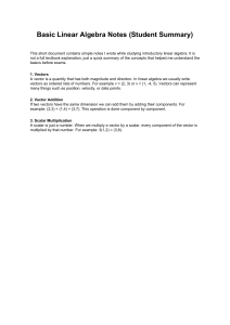 Basic Linear Algebra Notes: Student Summary