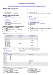 Beginner English Entry Test