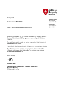 Middlesex University MBA Enrollment Confirmation