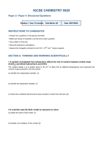 IGCSE Chemistry 0620 Paper 2/4: Structured Questions