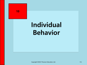 Individual Behavior in Organizations: OB Chapter