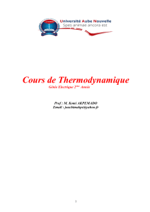 Cours de Thermodynamique pour G&eacute;nie Electrique 2&egrave;me Ann&eacute;e