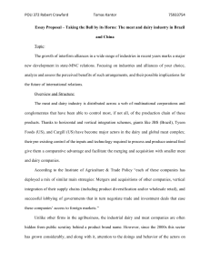 Essay Proposal: Meat & Dairy Industry in Brazil & China