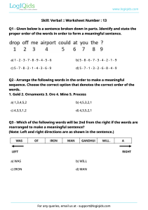 Verbal Skills Worksheet 13 - LogiQids